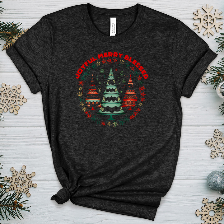 Vintage Christmas Tree Circle Heathered Tee