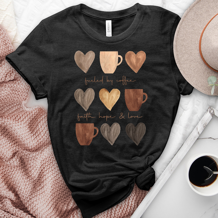 Coffee Faith Hope Love Heathered Tee