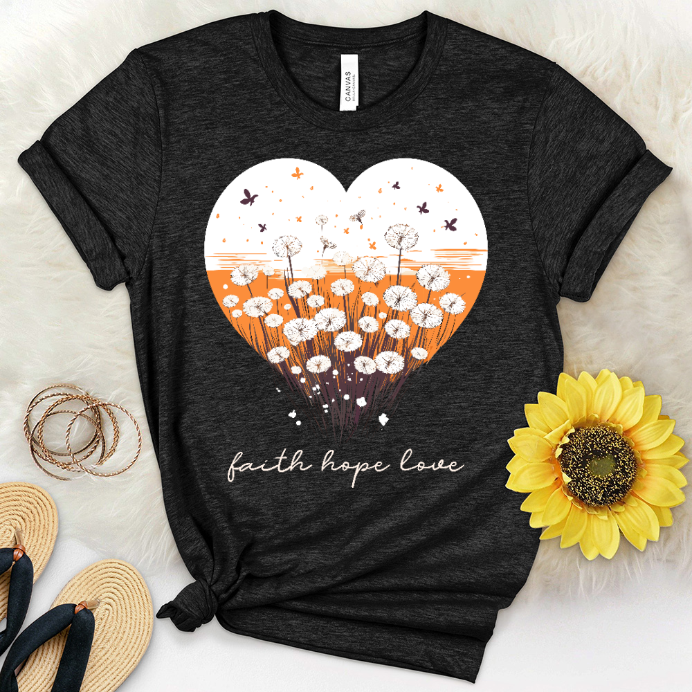 Faith Hope Love Dandelion Garden Heathered Tee