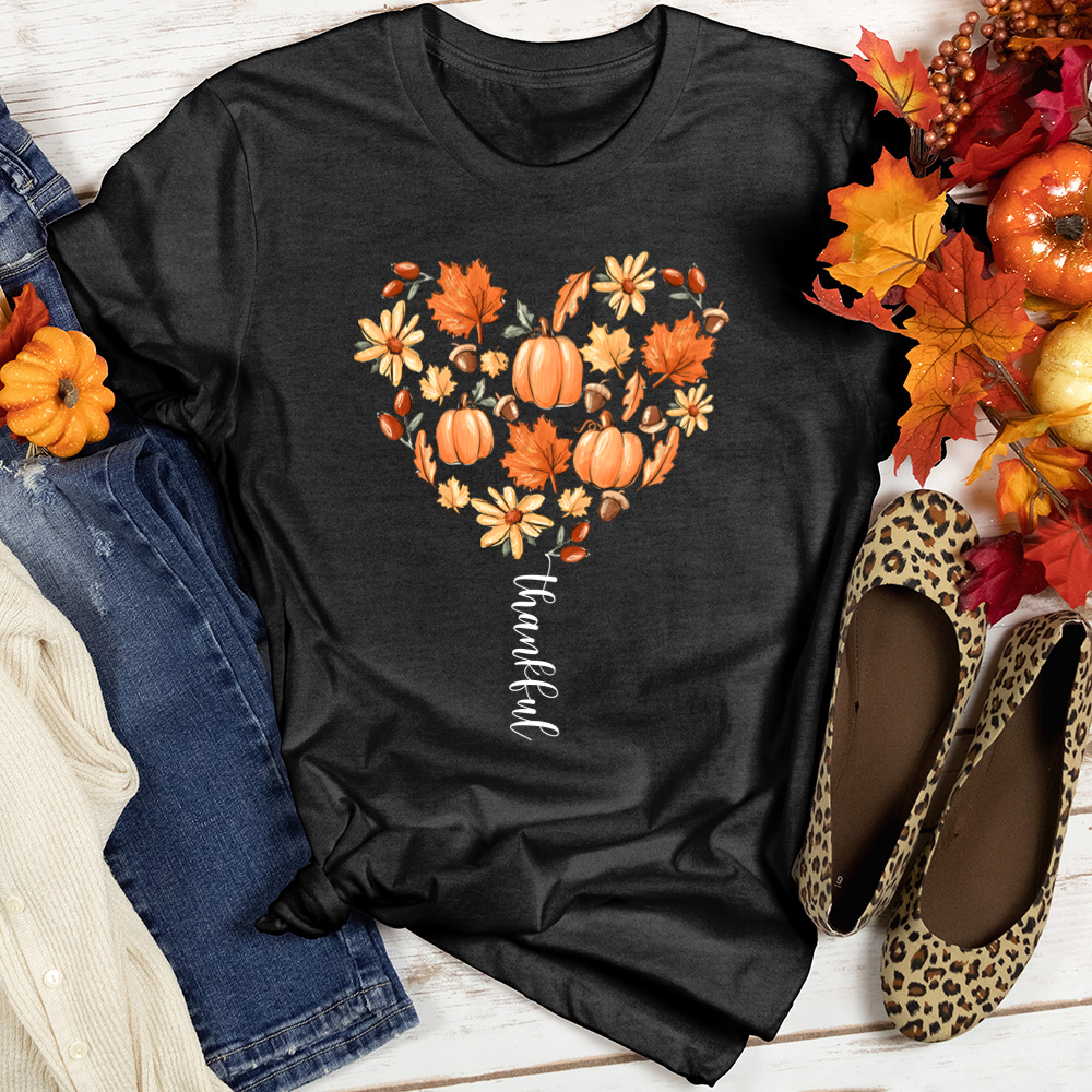 Thankful Heart Pattern Heathered Tee