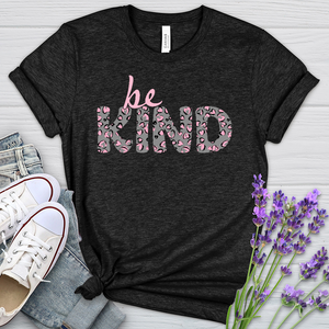 Be Kind Pink Leopard Print Heathered Tee