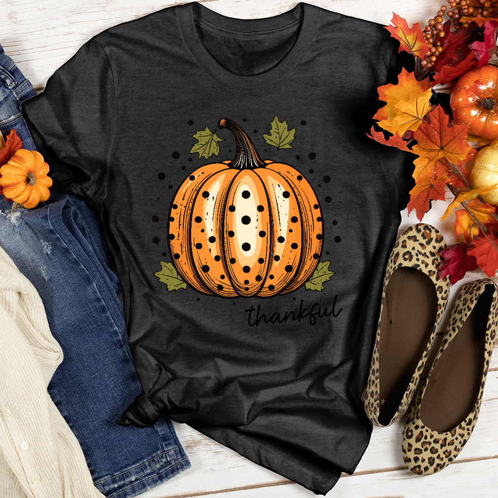 Thankful Spotted Pumpkin Heathered Tee