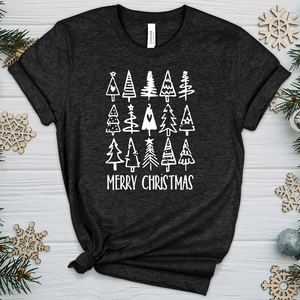 Merry Christmas Tree Pattern Heathered Tee