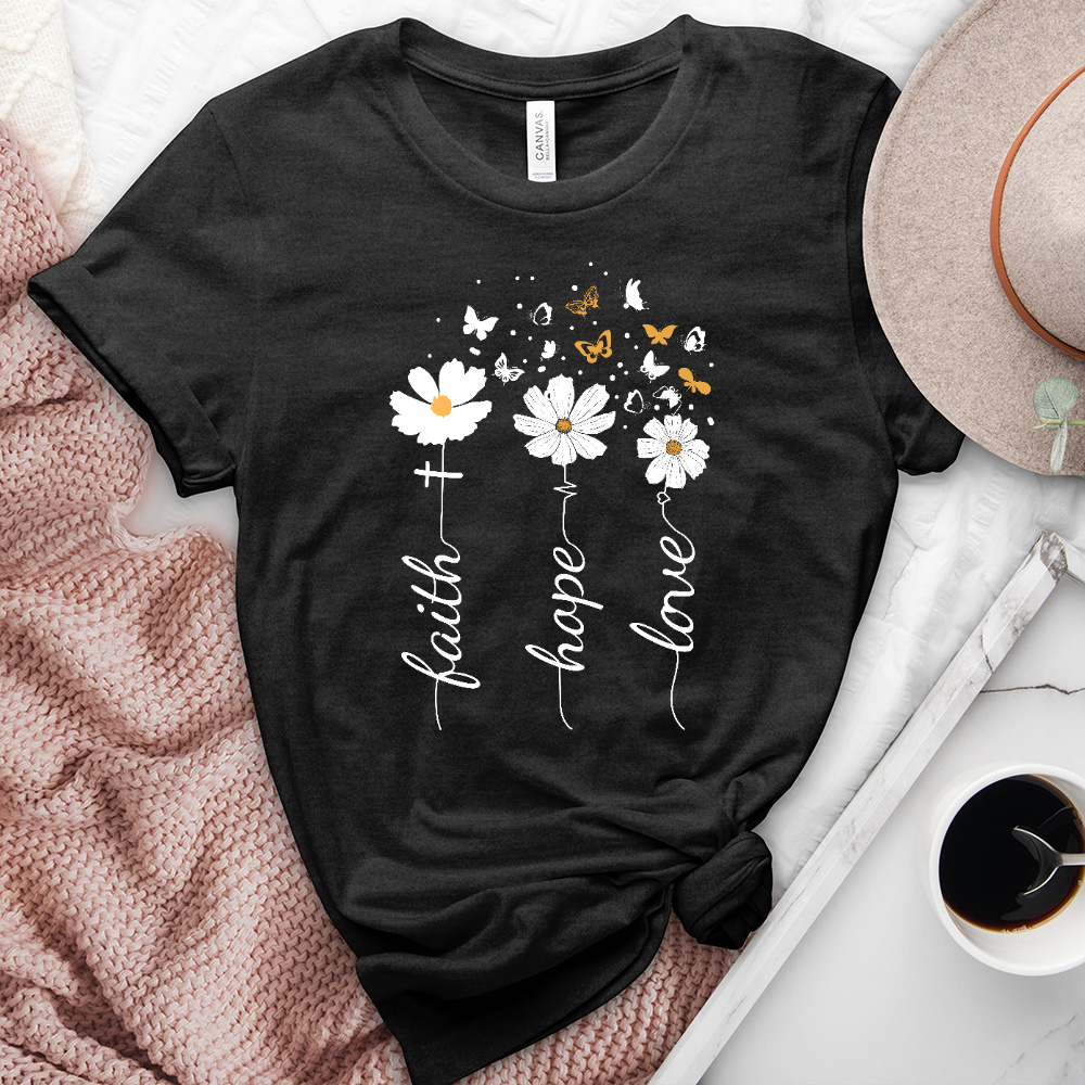 Faith, Hope, Love, Floral Heathered Tee