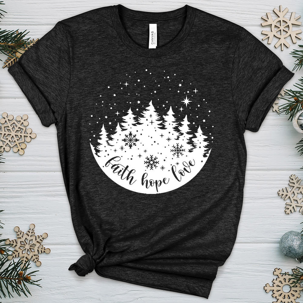 Snowy Faith Hope Love Heathered Tee