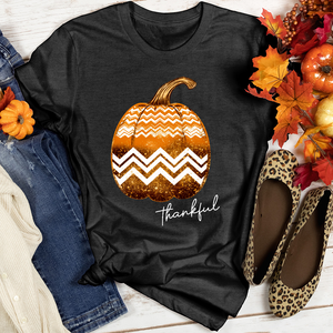 Thankful Gold Glitter Pumpkin Heathered Tee