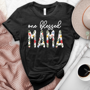 One Blessed Mama White Heathered Tee