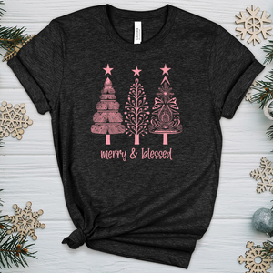 Retro Snowflake Pink Heathered Tee