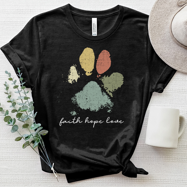 Faded Rainbow Paw Print Heathered Tee