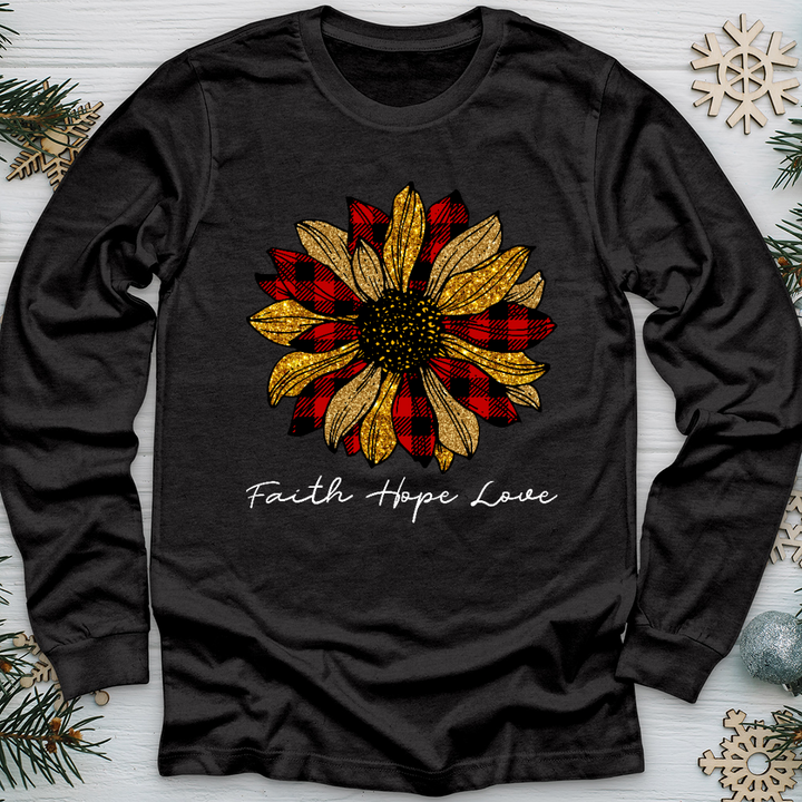 Christmas Patterned Flower Long Sleeve Tee