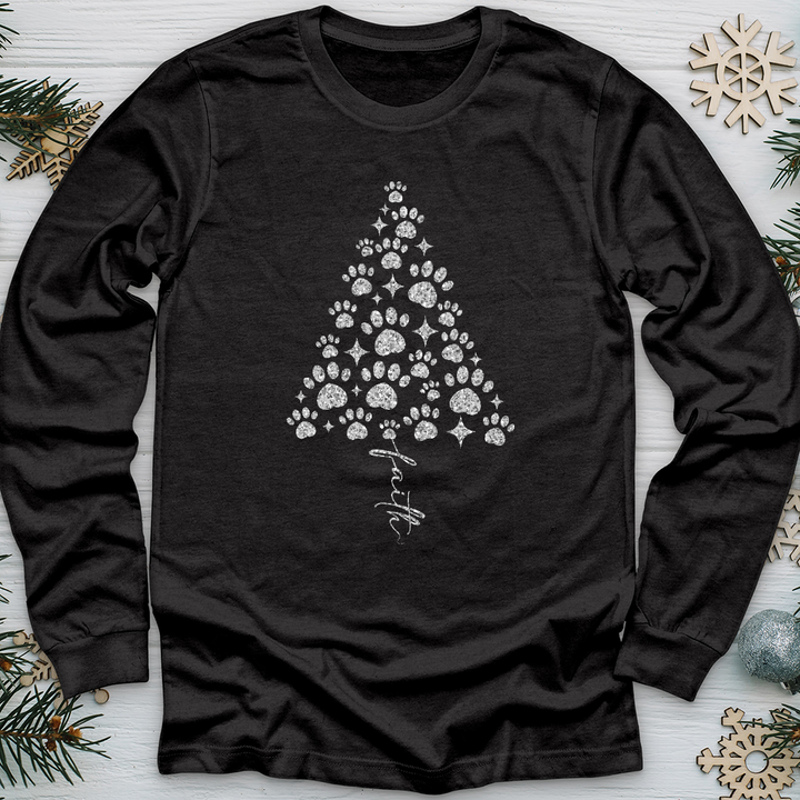 Paw Print Christmas Tree Long Sleeve Tee