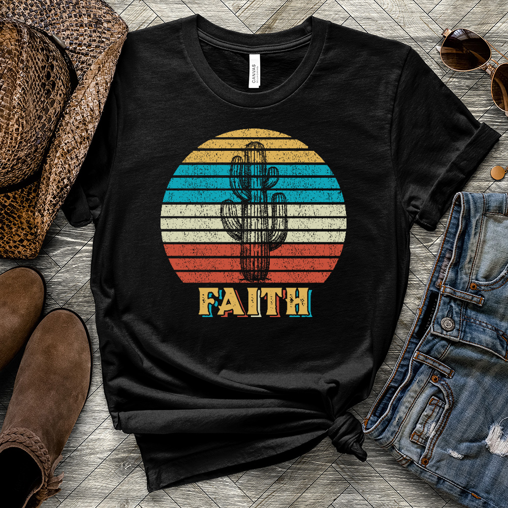 Retro Faith Cactus Heathered Tee
