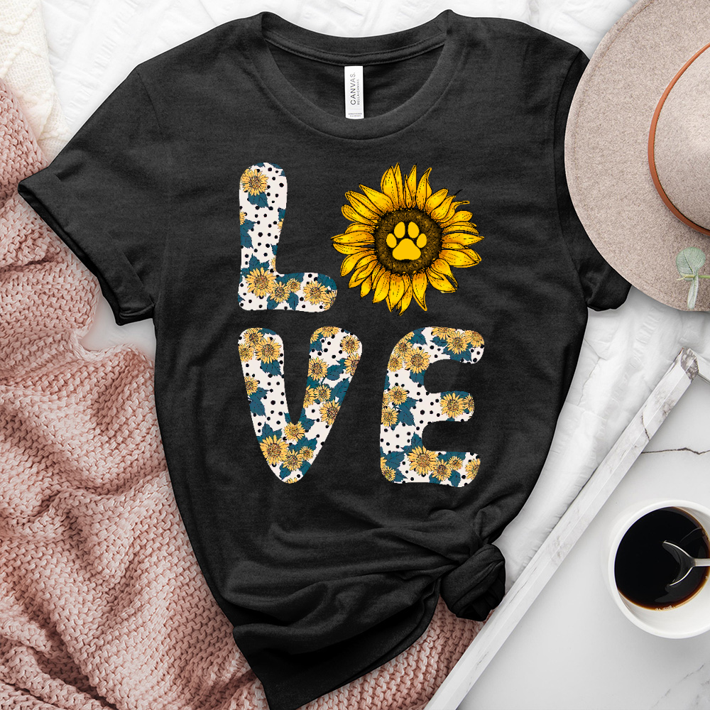 Love Floral Paw Print Heathered Tee