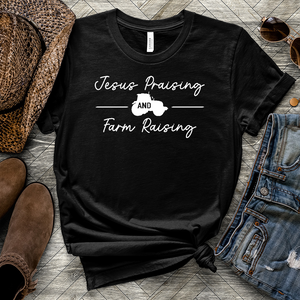 Jesus Praising Farm Raising Heathered Tee