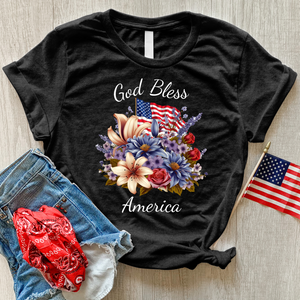 God Bless Wildflowers Heathered Tee