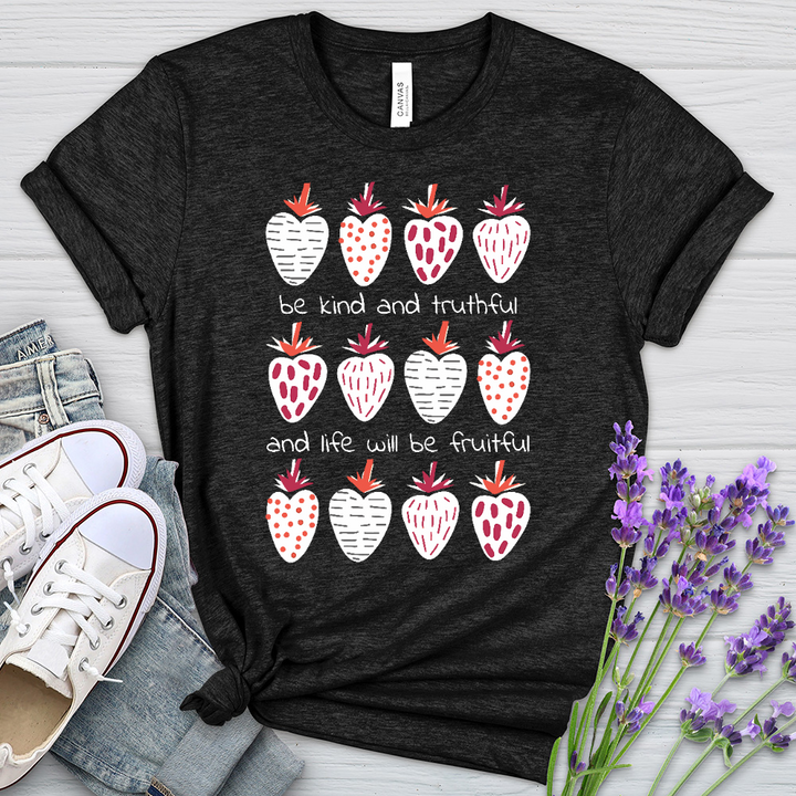 Fruitful Strawberry Pattern Heathered Tee