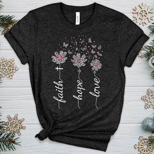 Faith Hope Love Floral V8 Heathered Tee