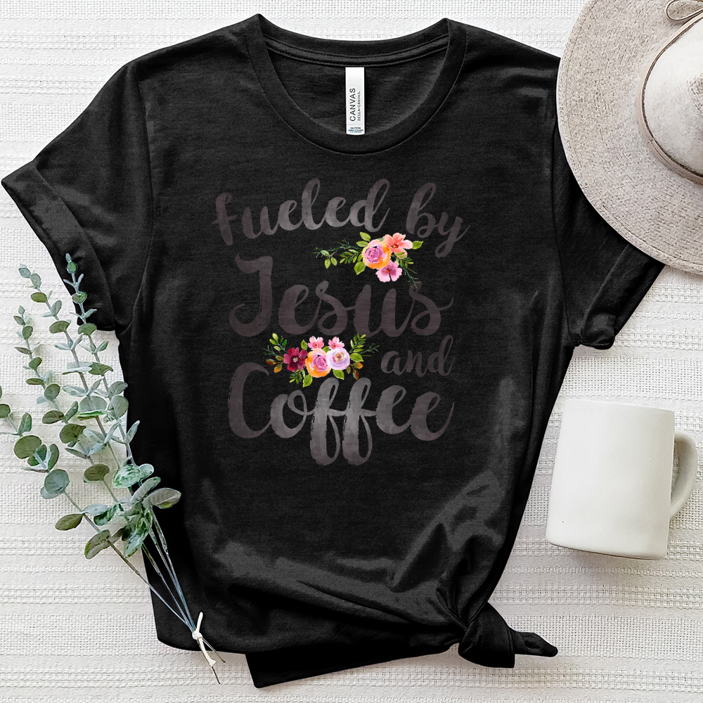 Fueled by Jesus and Coffee 2 Heathered Tee