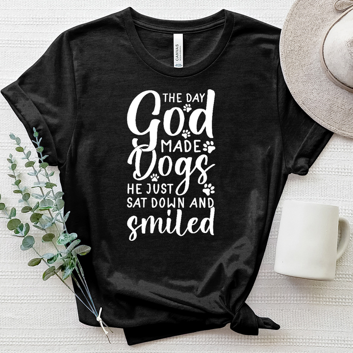 The Day God Made Dogs Paw Print Heathered Tee