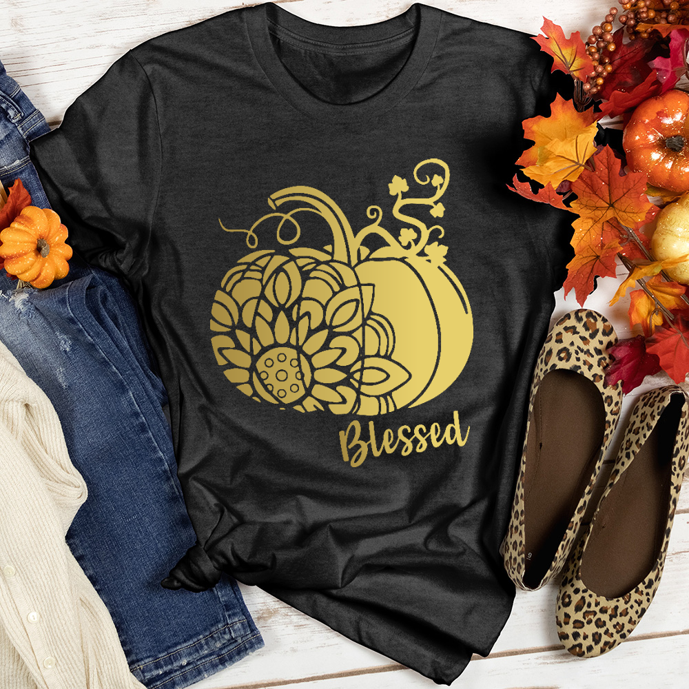 Blessed Gold Sunflower Pumpkin Heathered Tee