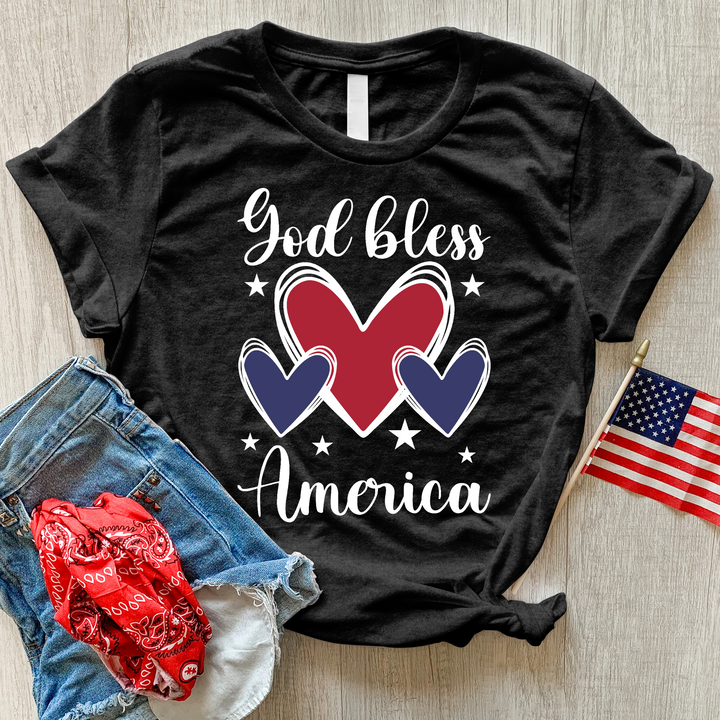 God Bless Hearts Heathered Tee