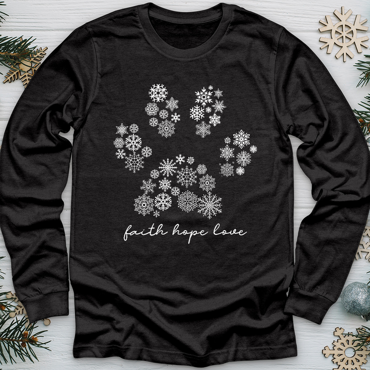 Snowflake Paw Print Long Sleeve Tee