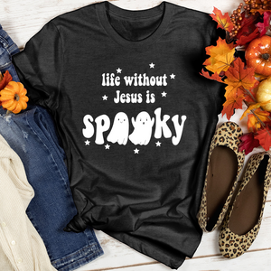 Life Without Jesus Is Spooky Heathered Tee