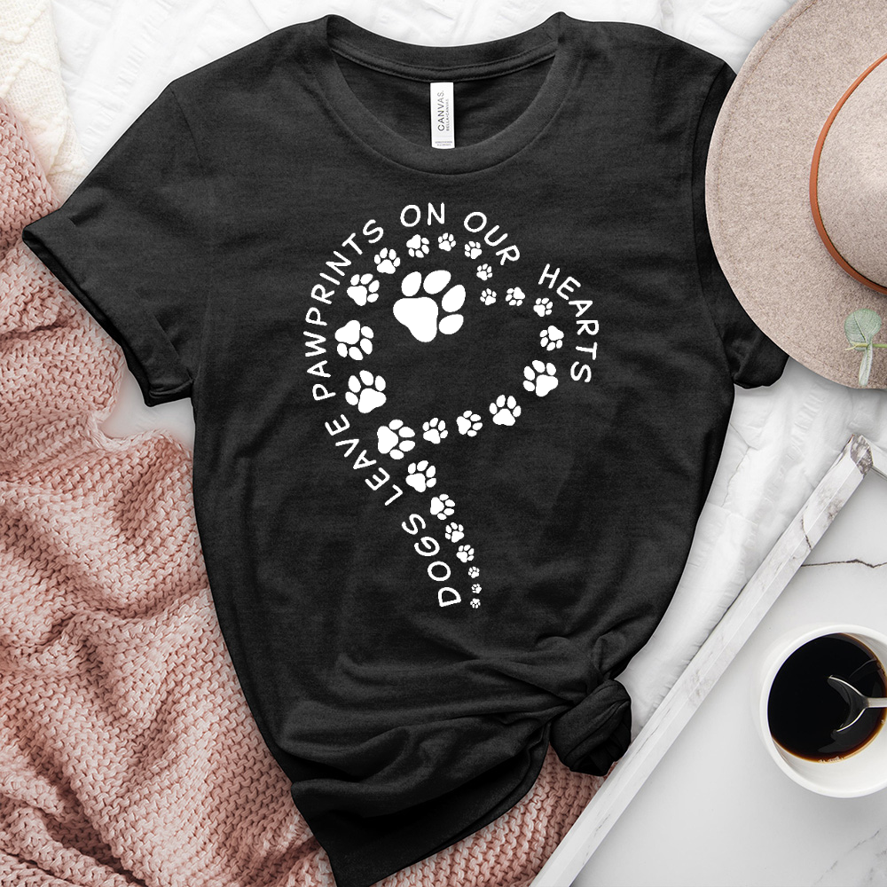 On our Hearts Paw Print Heathered Tee