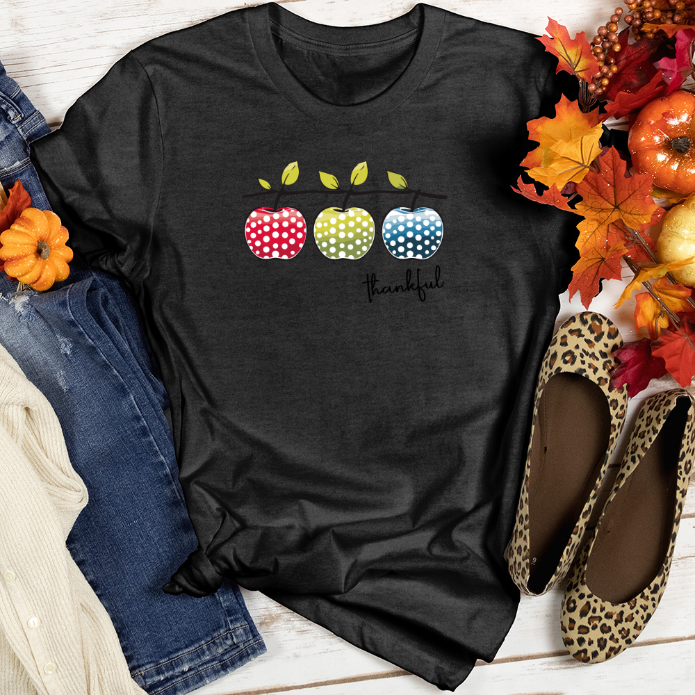 Retro Harvest Polka Dot Trio Apples Heathered Tee