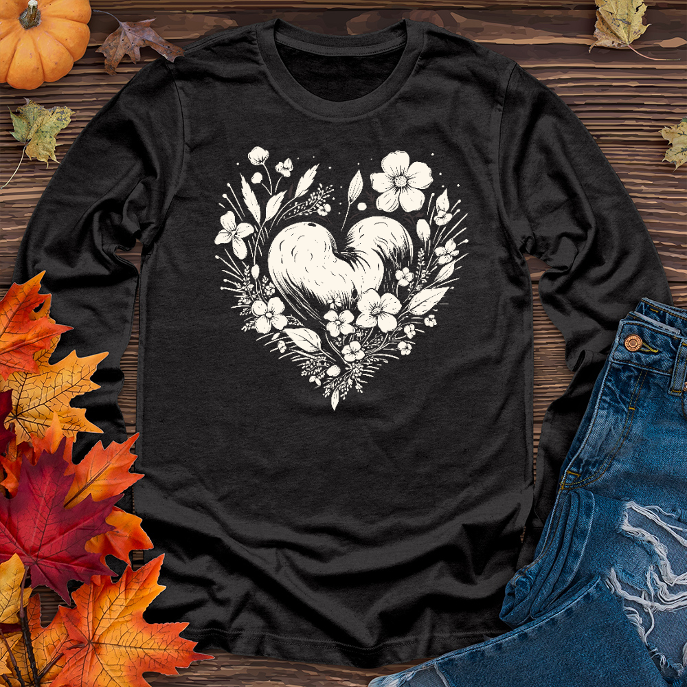 A simple heart with flowers Long Sleeve Tee