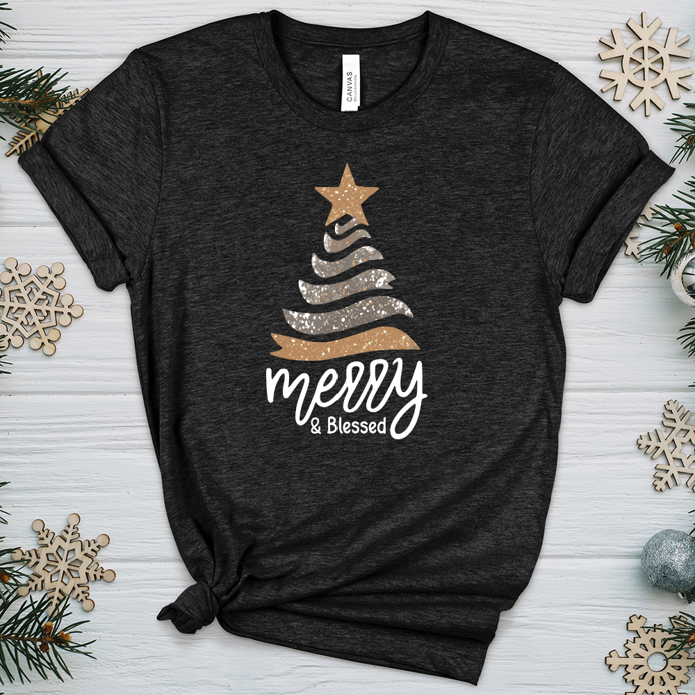 Merry & Blessed Sparkling Tree Heathered Tee
