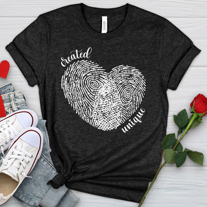 Created Unique Fingerprint Heart Heathered Tee