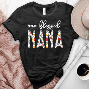 One Blessed Nana White Heathered Tee