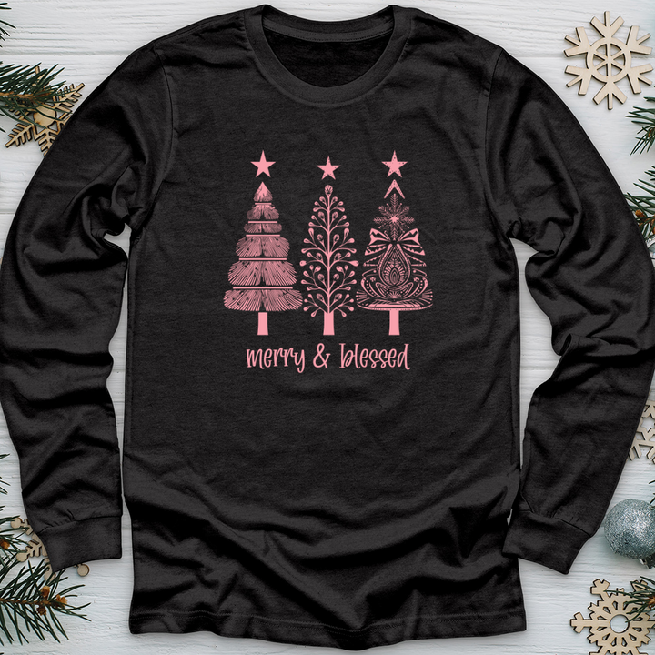 Retro Snowflake Pink Long Sleeve Tee