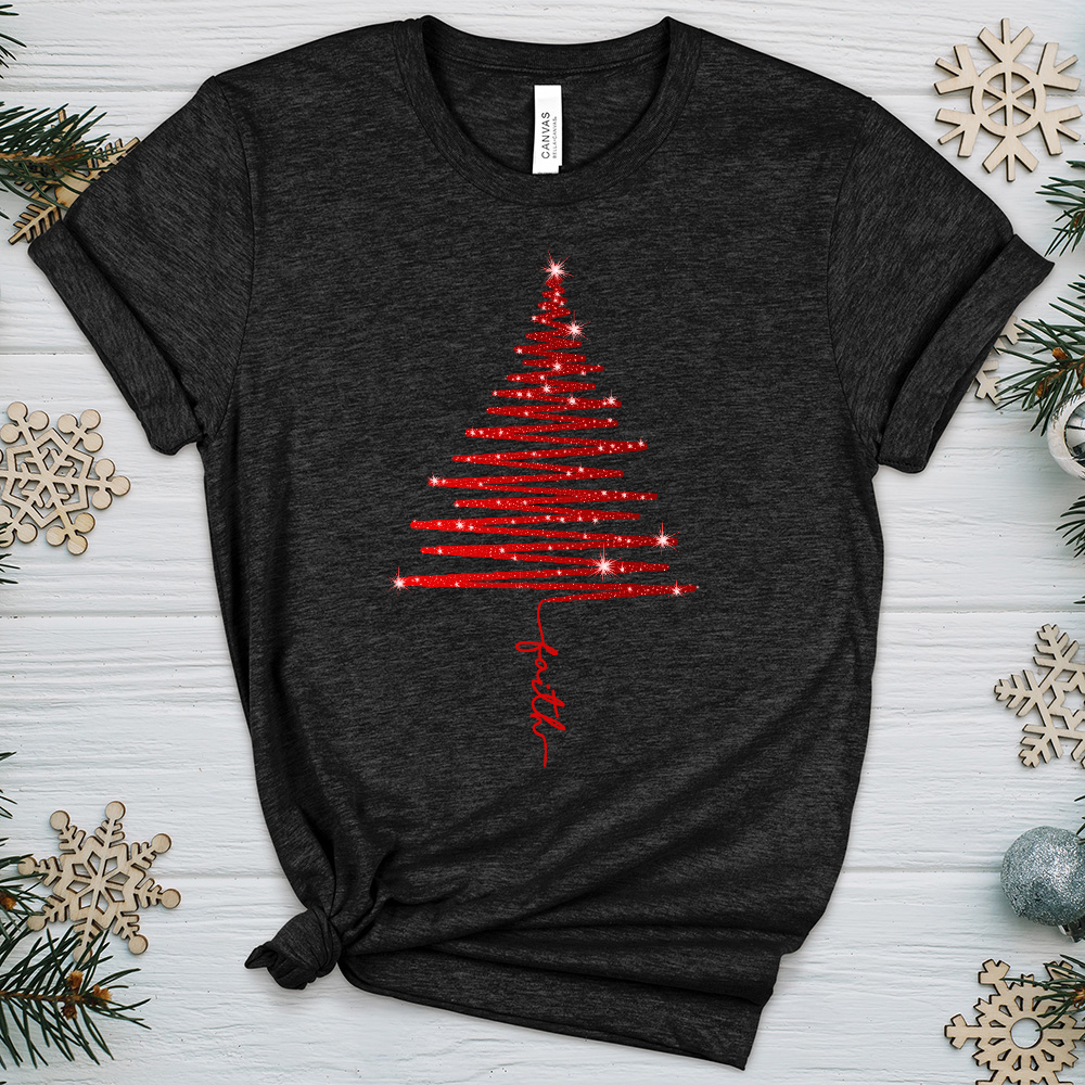 Gleaming Red Faith Tree Heathered Tee