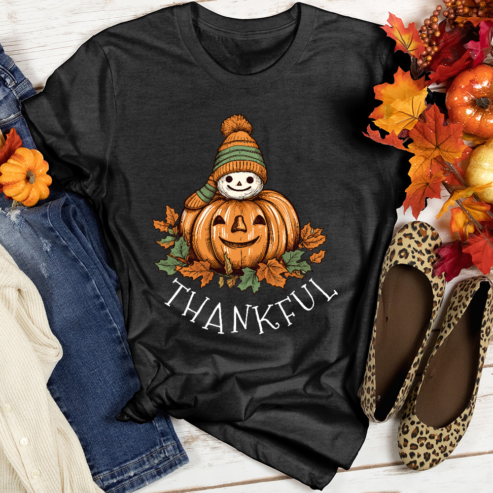 Thankful Happy Pumpkins Heathered Tee