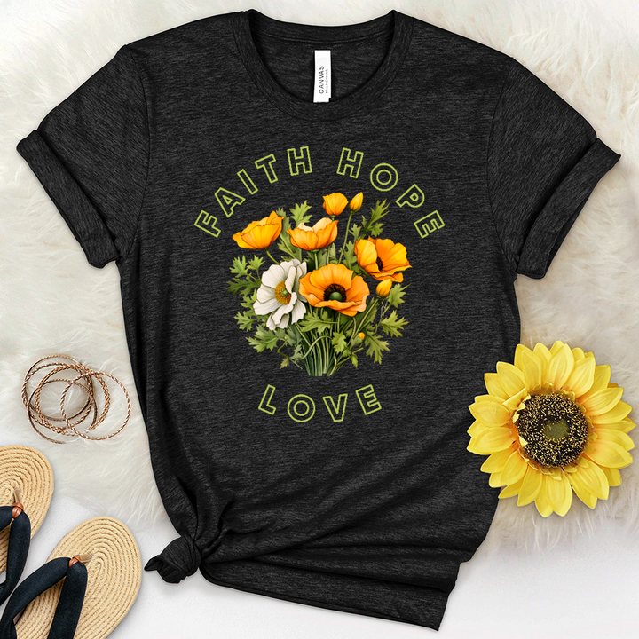 Faith Hope Flower Garden Heathered Tee