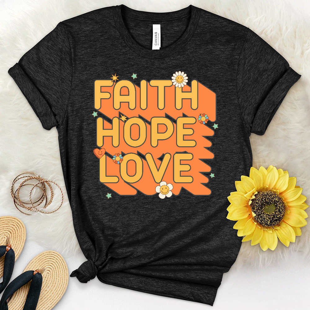 Retro Faith Hope Love Heathered Tee