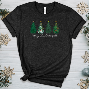 Merry Christmas Y'all Pines Heathered Tee