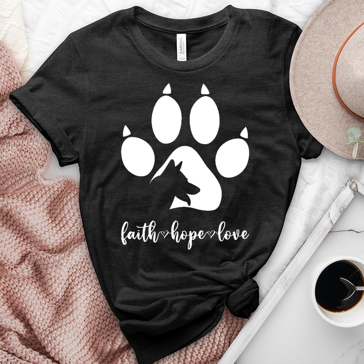 Faith Hope Love Dog Paw Heathered Tee