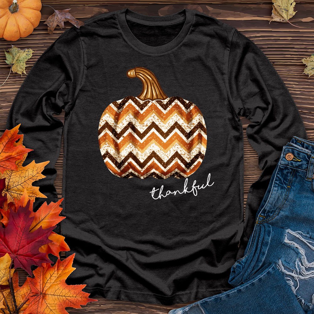 Thankful Sparkling Festive Pumpkin Long Sleeve Tee