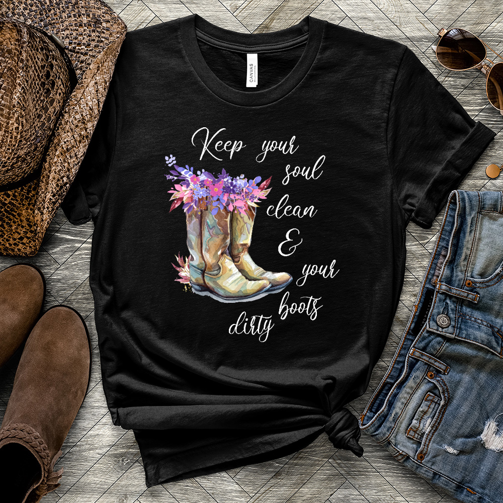 Clean Soul Dirty Boots Heathered Tee