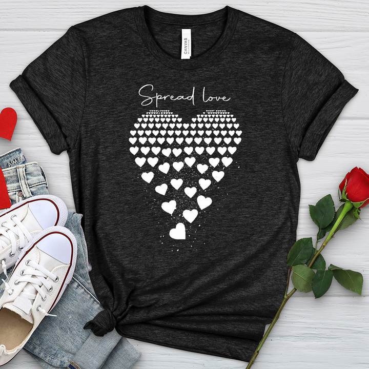 Spread Love Floating Hearts Heathered Tee