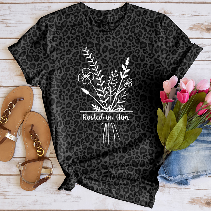 Rooted in Him Leopard Tee