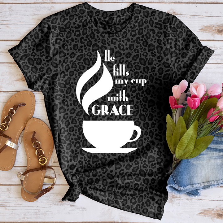 He Fills my Cup Leopard Tee