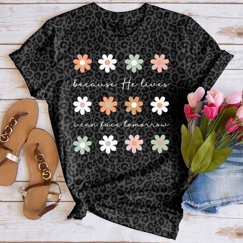 Because He Lives Boho Leopard Tee
