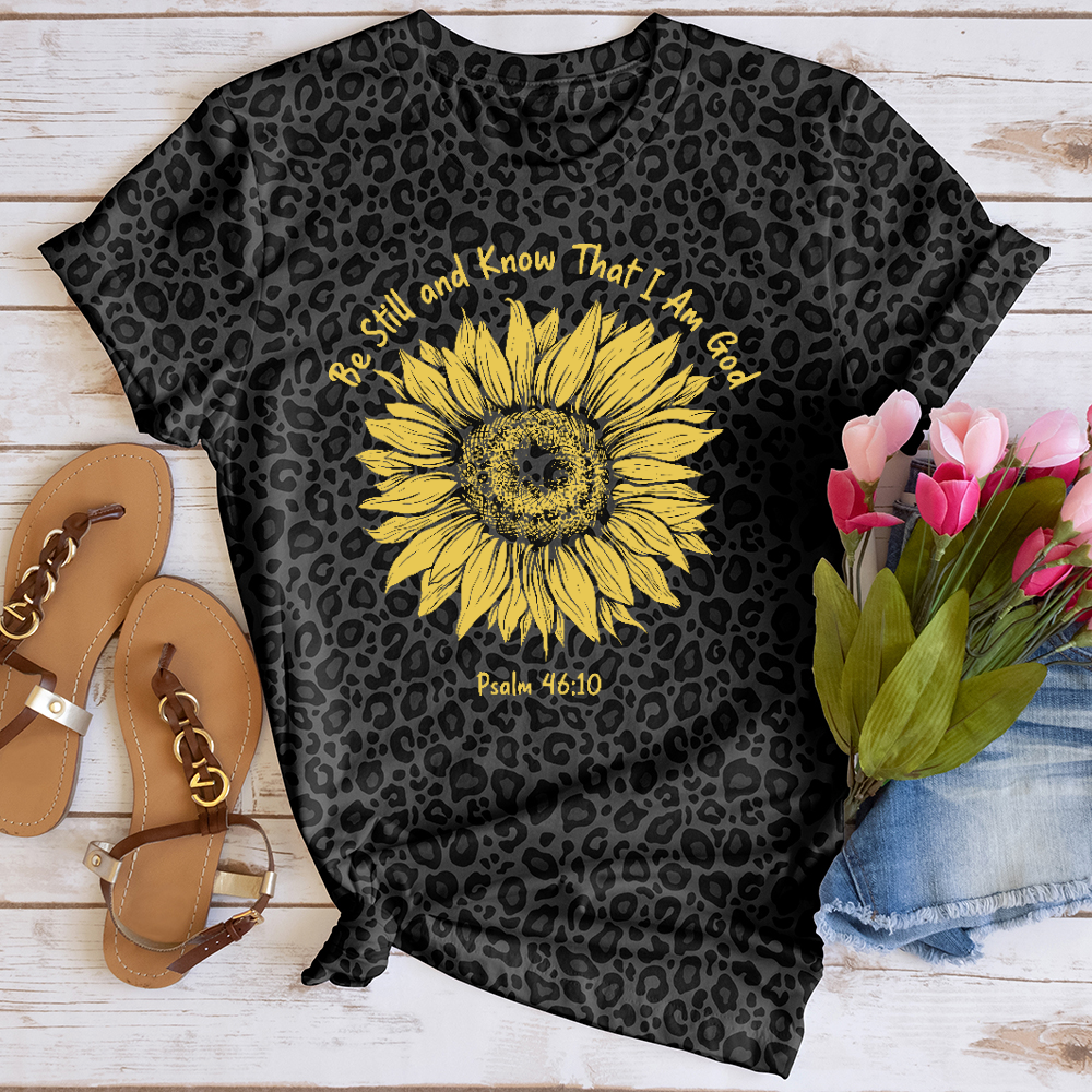 Be Still Sunflower Leopard Tee
