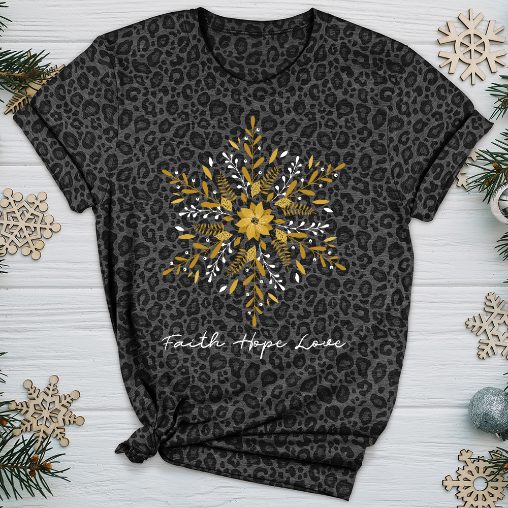 Faith Hope Love Snowflake Leopard Tee