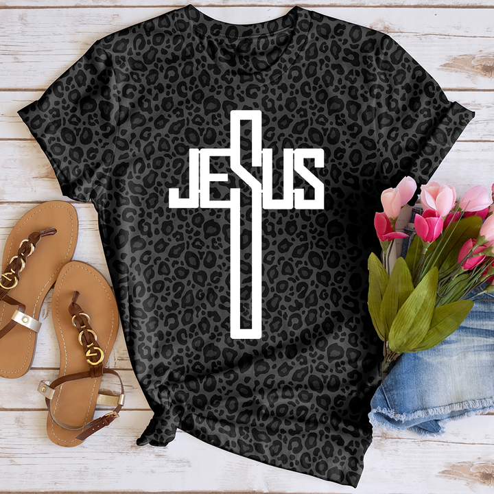 He Died For Us Leopard Tee