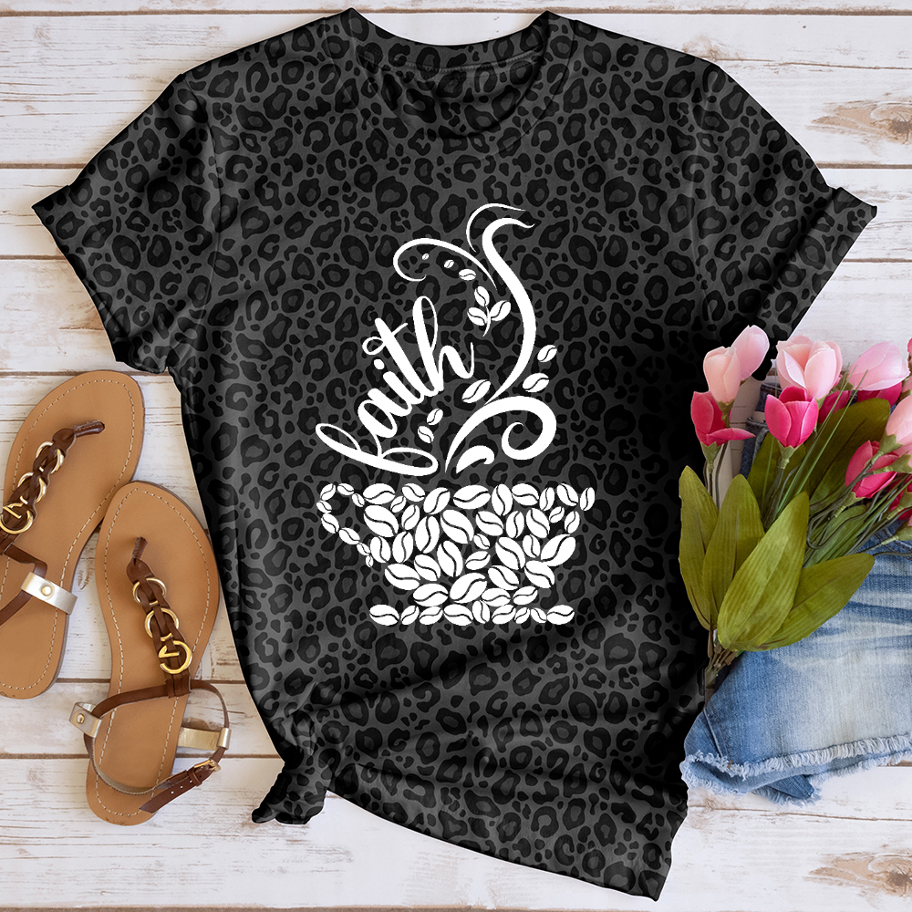 Coffee and Faith White Leopard Tee